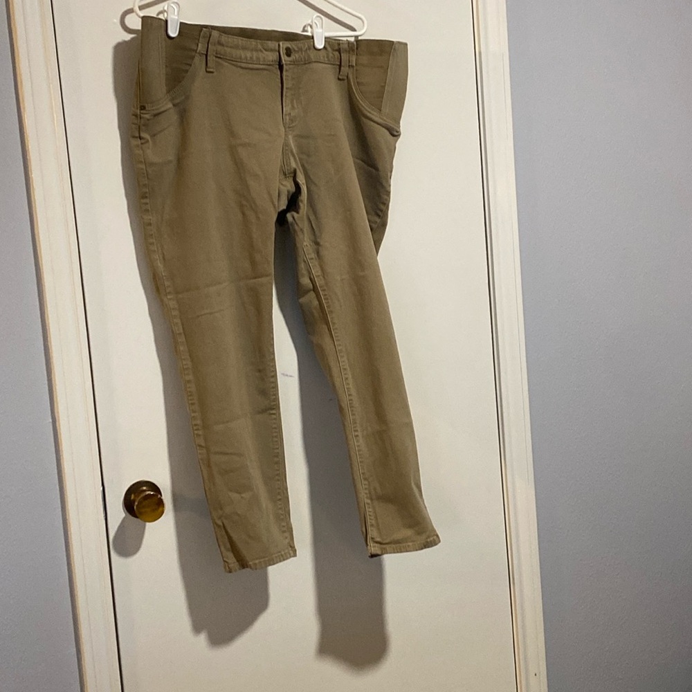 Isabel maternity stretchy pants tan